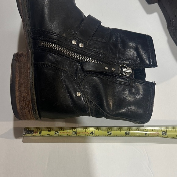 UGG Black Leather Fabrizia biker ankle booties side zipper 2 side belt buckles - Picture 6 of 16